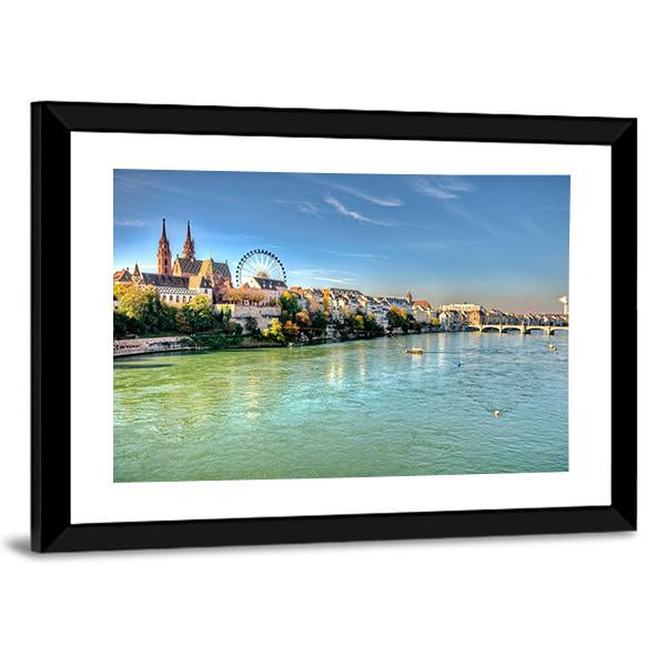 City Of Basel Switzerland Canvas Wall Art-3 Horizontal-Gallery Wrap-25" x 16"-Tiaracle