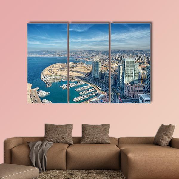 City Of Beirut Lebanon Canvas Wall Art-3 Horizontal-Gallery Wrap-37" x 24"-Tiaracle