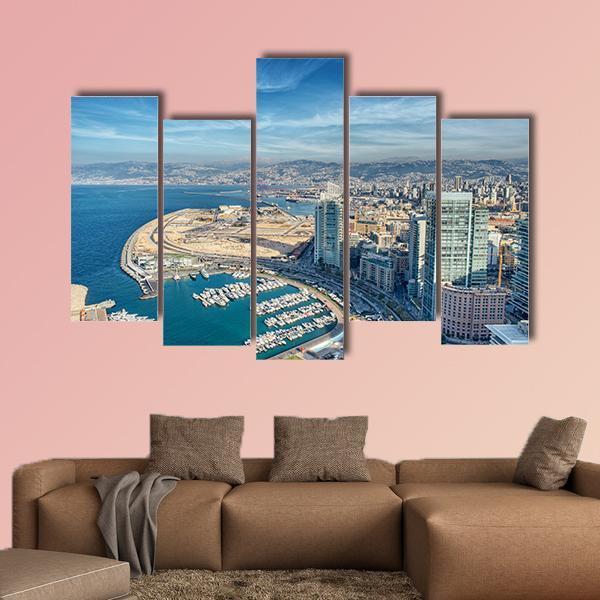 City Of Beirut Lebanon Canvas Wall Art-5 Pop-Gallery Wrap-47" x 32"-Tiaracle
