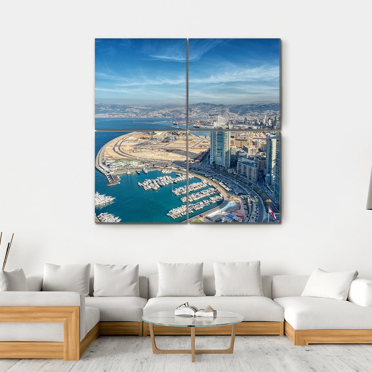 City Of Beirut Lebanon Canvas Wall Art-4 Square-Gallery Wrap-17" x 17"-Tiaracle