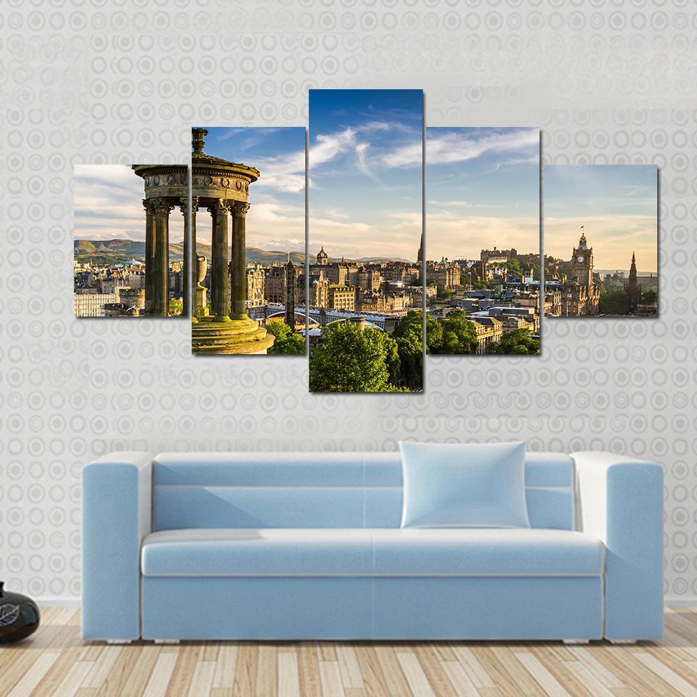 City Of Edinburgh Canvas Wall Art-5 Star-Gallery Wrap-62" x 32"-Tiaracle