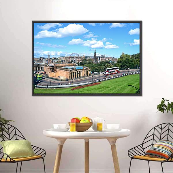 City Of Edinburgh Canvas Wall Art-1 Piece-Floating Frame-24" x 16"-Tiaracle
