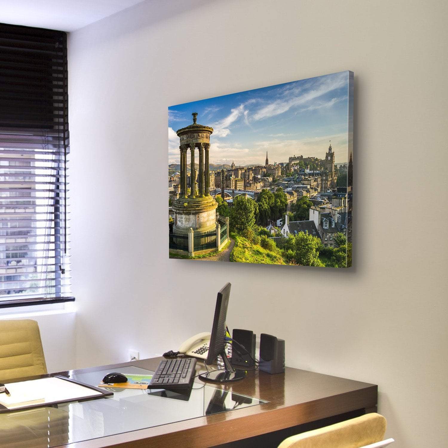 City Of Edinburgh Canvas Wall Art-3 Horizontal-Gallery Wrap-25" x 16"-Tiaracle