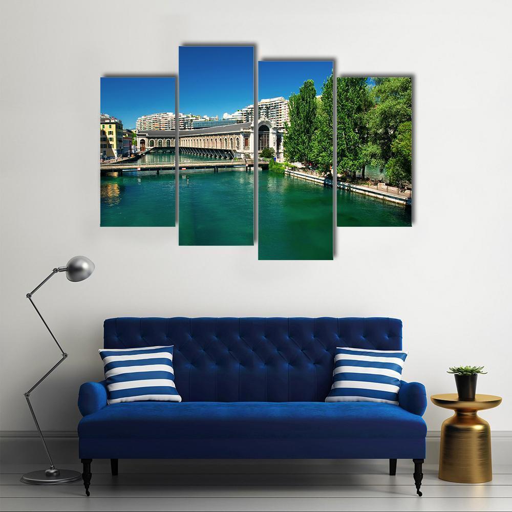 City Of Geneva Canvas Wall Art-4 Pop-Gallery Wrap-50" x 32"-Tiaracle