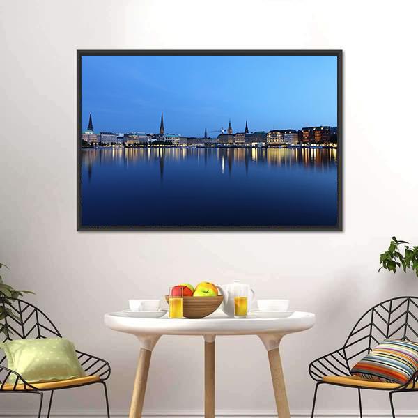 City Of Hamburg Canvas Wall Art-1 Piece-Floating Frame-24" x 16"-Tiaracle