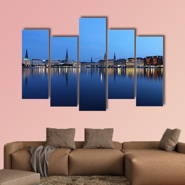 City Of Hamburg Canvas Wall Art-5 Pop-Gallery Wrap-47" x 32"-Tiaracle