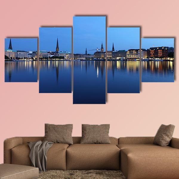 City Of Hamburg Canvas Wall Art-5 Star-Gallery Wrap-62" x 32"-Tiaracle