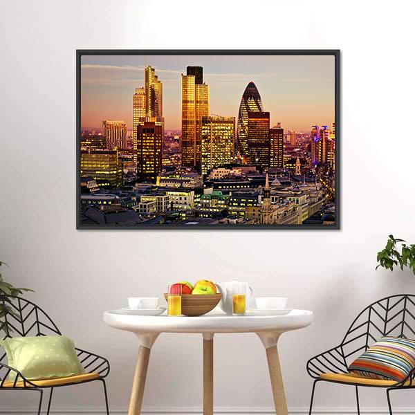 City Of London Canvas Wall Art-1 Piece-Floating Frame-24" x 16"-Tiaracle
