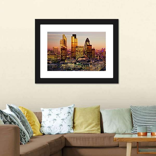 City Of London Canvas Wall Art-1 Piece-Framed Print-20" x 16"-Tiaracle
