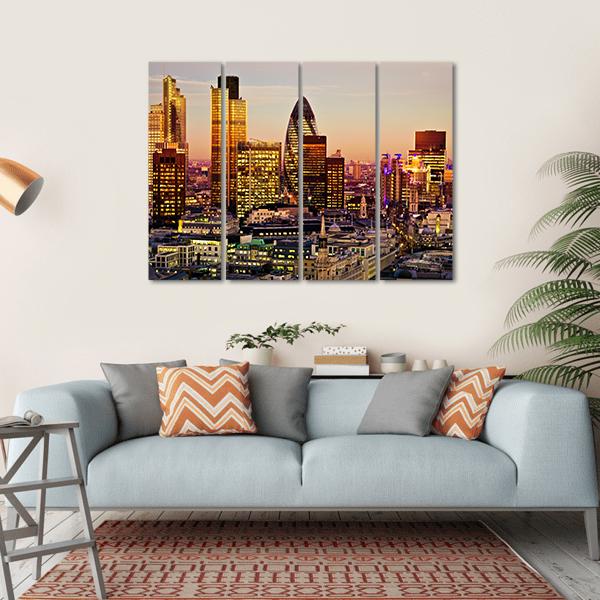 City Of London Canvas Wall Art-4 Horizontal-Gallery Wrap-34" x 24"-Tiaracle