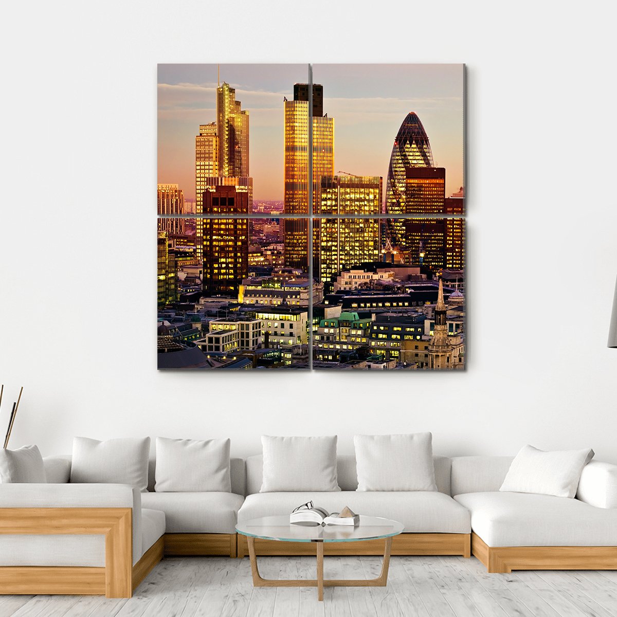 City Of London Canvas Wall Art-4 Square-Gallery Wrap-17" x 17"-Tiaracle