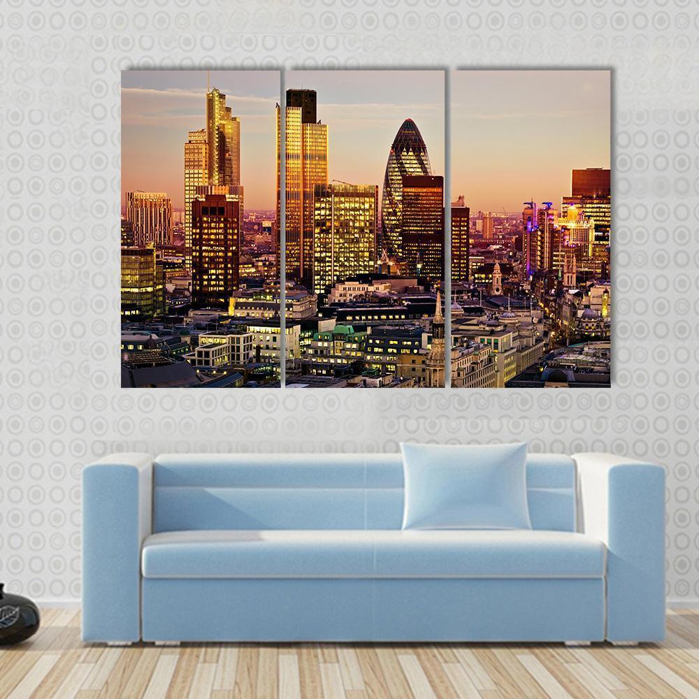 City Of London Canvas Wall Art-3 Horizontal-Gallery Wrap-37" x 24"-Tiaracle