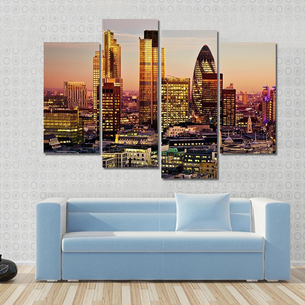 City Of London Canvas Wall Art-4 Pop-Gallery Wrap-50" x 32"-Tiaracle