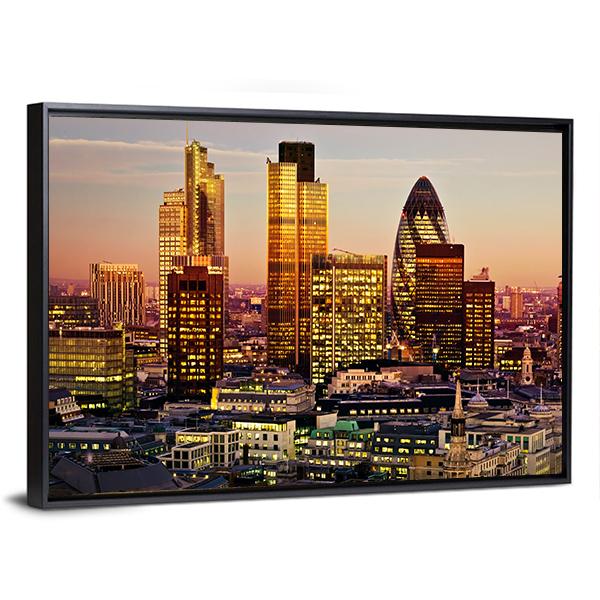 City Of London Canvas Wall Art-3 Horizontal-Gallery Wrap-25" x 16"-Tiaracle