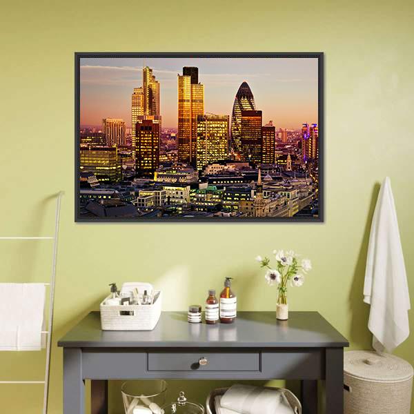 City Of London Canvas Wall Art-3 Horizontal-Gallery Wrap-25" x 16"-Tiaracle