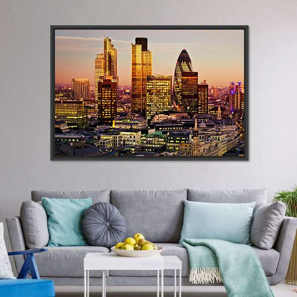 City Of London Canvas Wall Art-3 Horizontal-Gallery Wrap-25" x 16"-Tiaracle