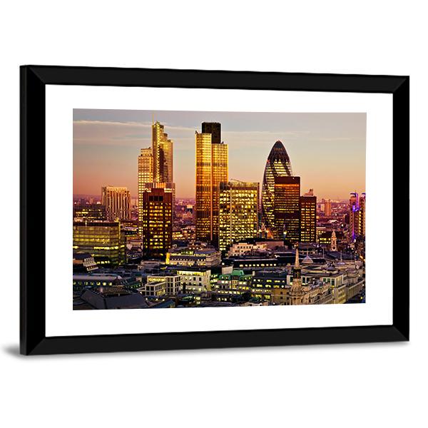 City Of London Canvas Wall Art-3 Horizontal-Gallery Wrap-25" x 16"-Tiaracle