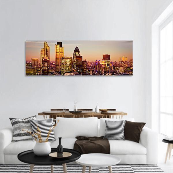 City Of London Panoramic Canvas Wall Art-1 Piece-36" x 12"-Tiaracle