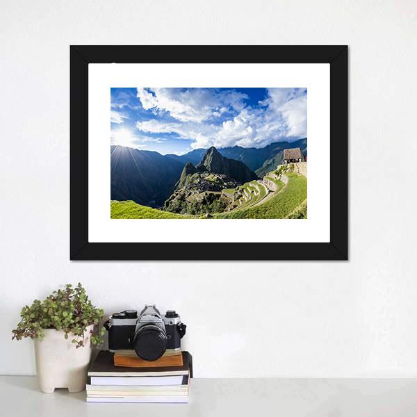 City Of Machu Pichu Canvas Wall Art-1 Piece-Framed Print-20" x 16"-Tiaracle