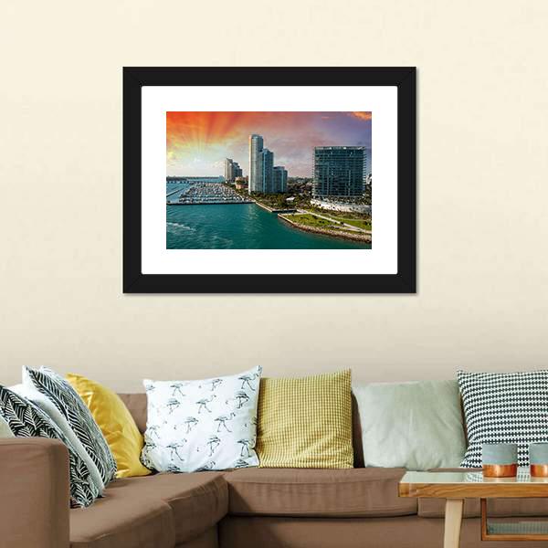 City Of Miami Florida Canvas Wall Art-1 Piece-Framed Print-30" x 20"-Tiaracle