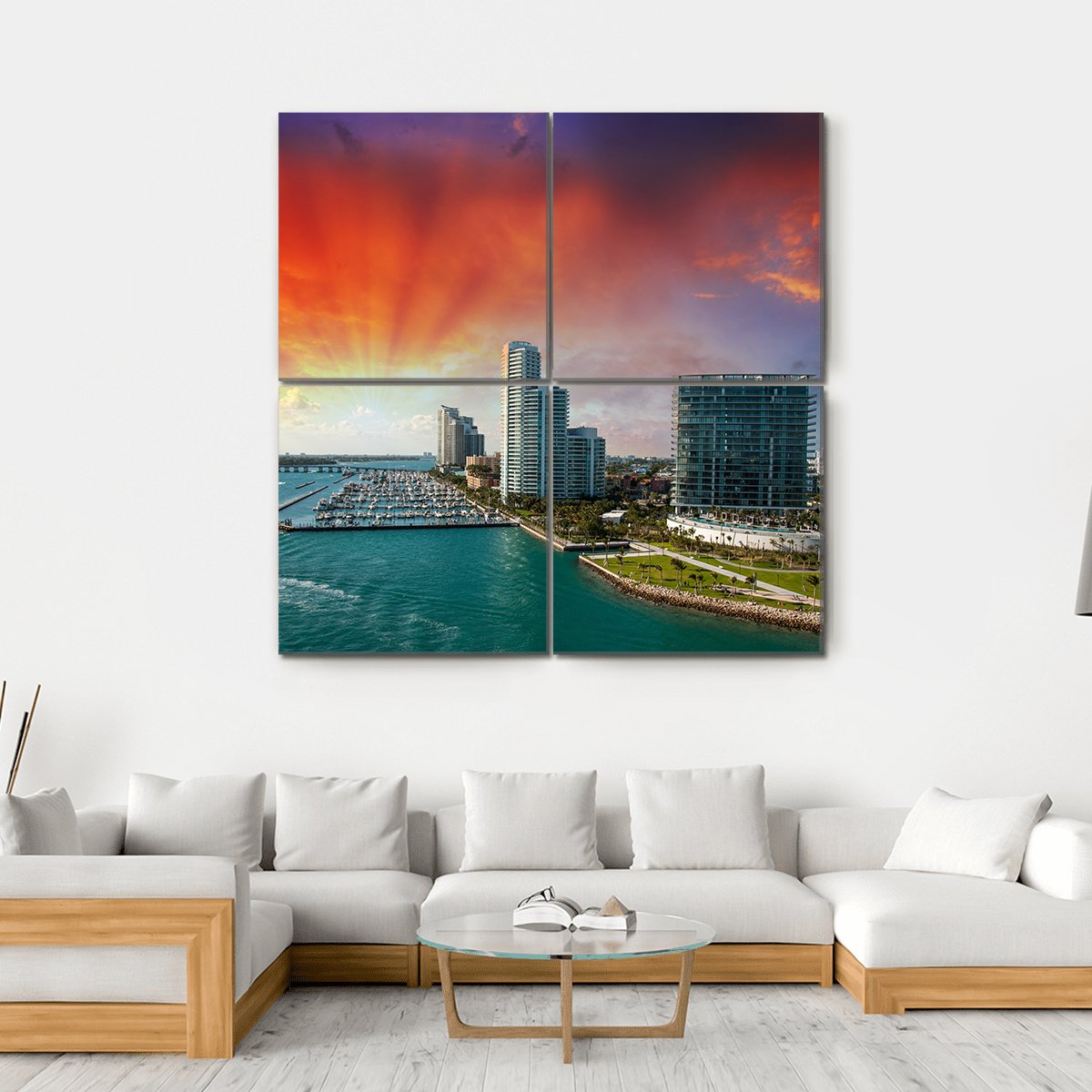 City Of Miami Florida Canvas Wall Art-4 Square-Gallery Wrap-17" x 17"-Tiaracle
