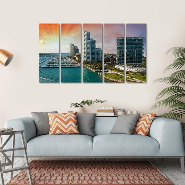 City Of Miami Florida Canvas Wall Art-5 Horizontal-Gallery Wrap-22" x 12"-Tiaracle