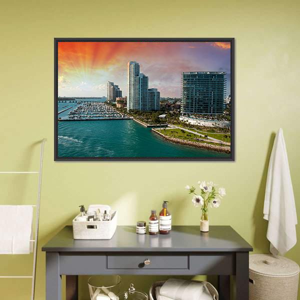 City Of Miami Florida Canvas Wall Art-3 Horizontal-Gallery Wrap-25" x 16"-Tiaracle