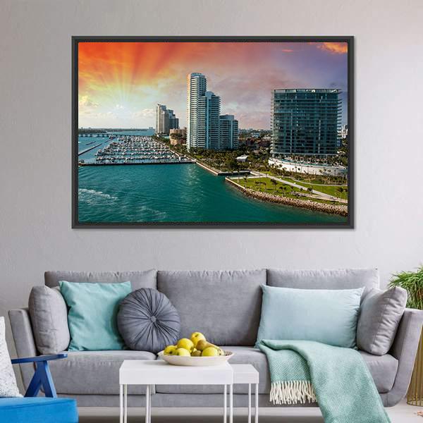 City Of Miami Florida Canvas Wall Art-3 Horizontal-Gallery Wrap-25" x 16"-Tiaracle