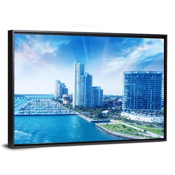 City Of Miami Canvas Wall Art-3 Horizontal-Gallery Wrap-25" x 16"-Tiaracle