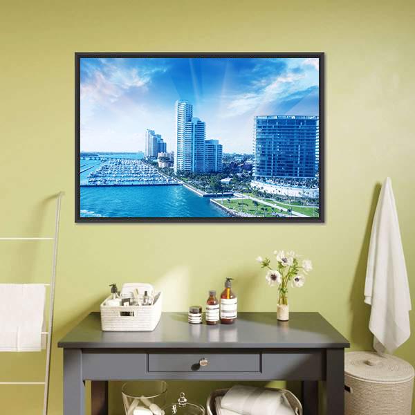 City Of Miami Canvas Wall Art-3 Horizontal-Gallery Wrap-25" x 16"-Tiaracle