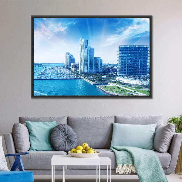 City Of Miami Canvas Wall Art-3 Horizontal-Gallery Wrap-25" x 16"-Tiaracle