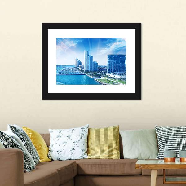 City Of Miami Canvas Wall Art-1 Piece-Framed Print-20" x 16"-Tiaracle