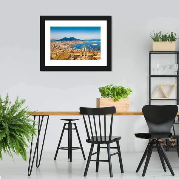 City Of Naples With Mount Vesuvius Canvas Wall Art-3 Horizontal-Gallery Wrap-25&quot; x 16&quot;-Tiaracle