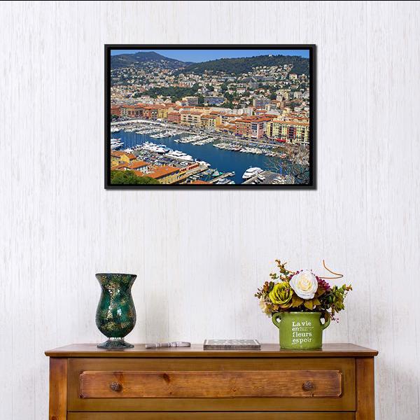 City of Nice France Canvas Wall Art-1 Piece-Floating Frame-24" x 16"-Tiaracle