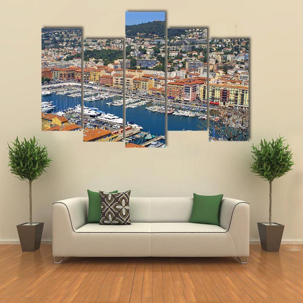 City of Nice France Canvas Wall Art-5 Pop-Gallery Wrap-47" x 32"-Tiaracle