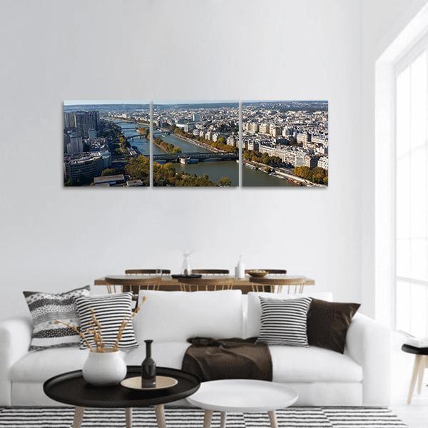 City Of Paris Panoramic Canvas Wall Art-3 Piece-25" x 08"-Tiaracle
