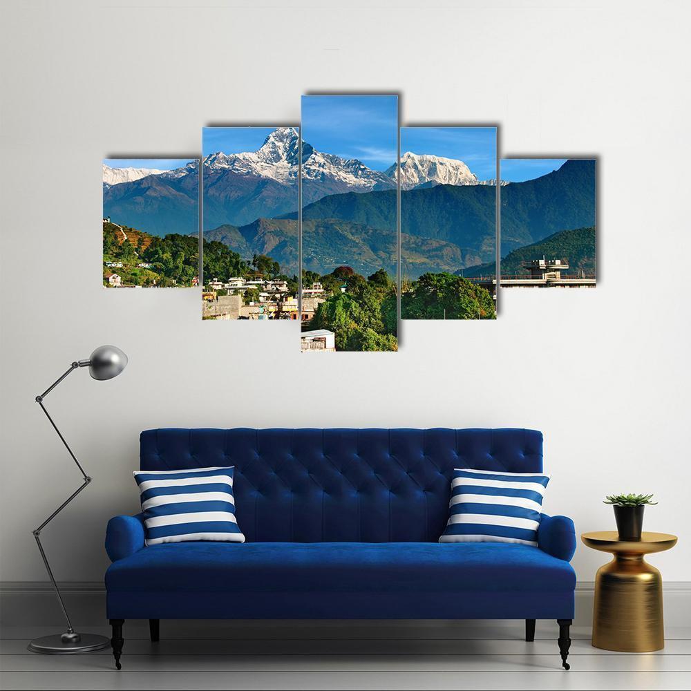 City Of Pokhara Canvas Wall Art-5 Star-Gallery Wrap-62" x 32"-Tiaracle