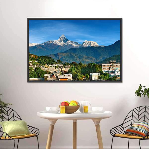 City Of Pokhara Canvas Wall Art-1 Piece-Floating Frame-24" x 16"-Tiaracle