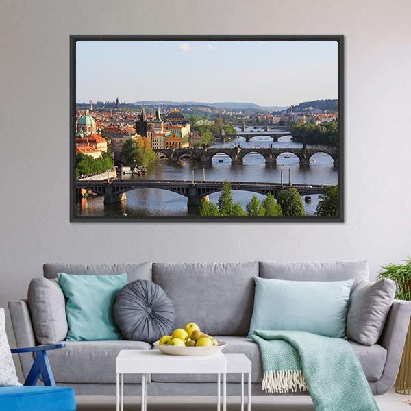 City Of Prague Panoramic Canvas Wall Art-1 Piece-36" x 12"-Tiaracle