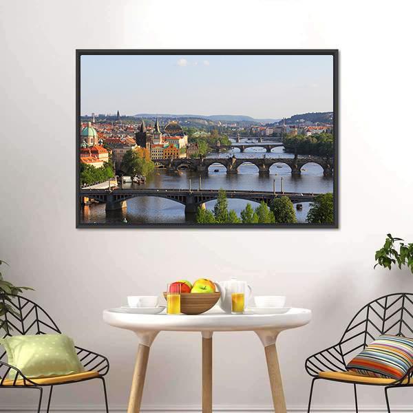 City Of Prague Panoramic Canvas Wall Art-1 Piece-36" x 12"-Tiaracle