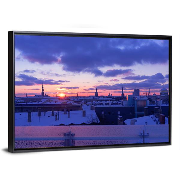 City Of Riga Canvas Wall Art-3 Horizontal-Gallery Wrap-25" x 16"-Tiaracle