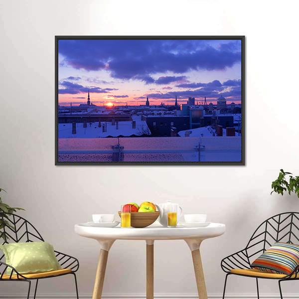 City Of Riga Canvas Wall Art-1 Piece-Floating Frame-24" x 16"-Tiaracle