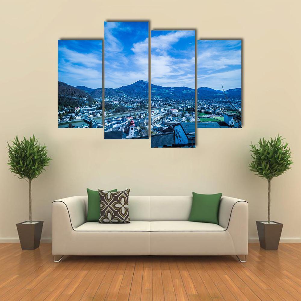 City Of Salzburg Canvas Wall Art-4 Pop-Gallery Wrap-50" x 32"-Tiaracle