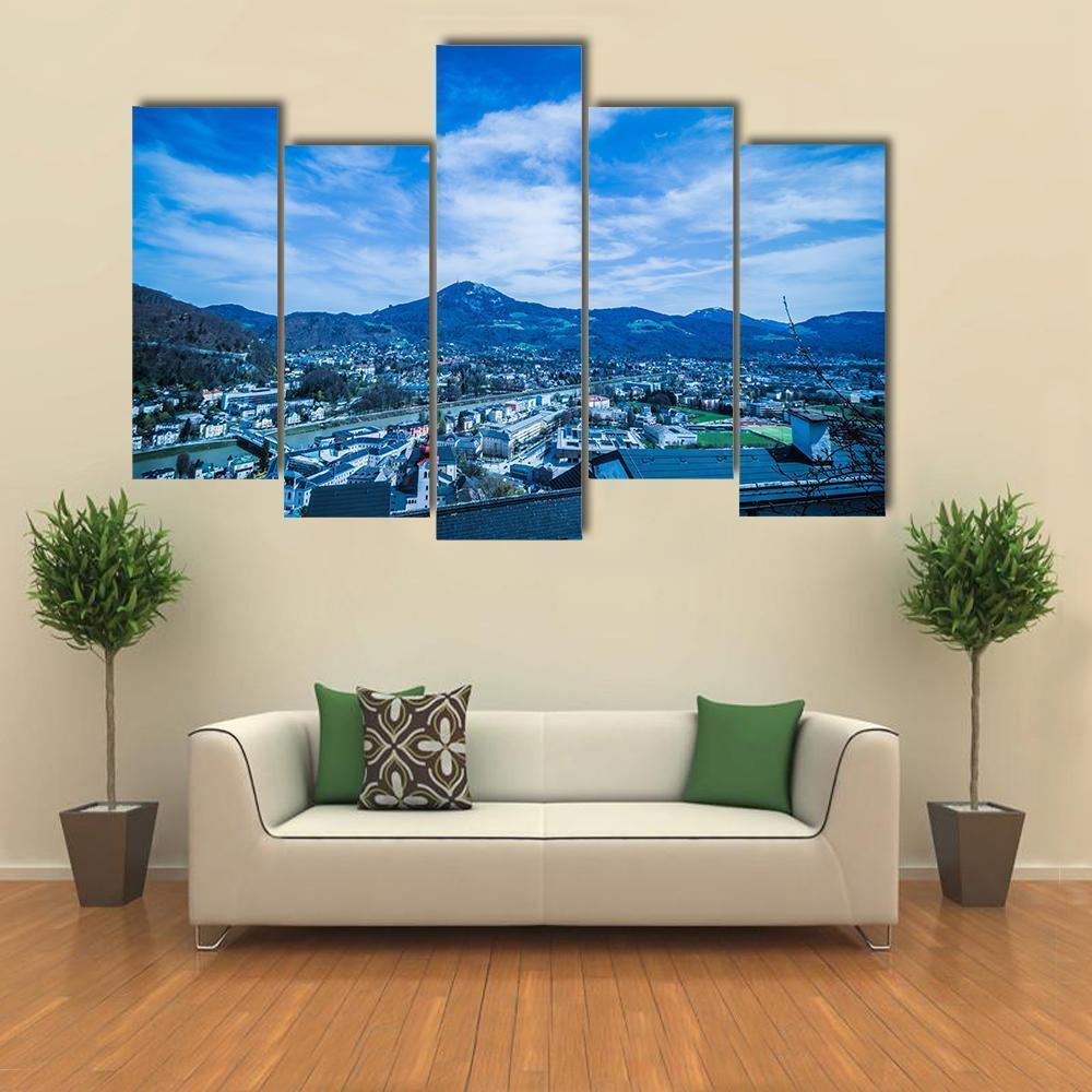 City Of Salzburg Canvas Wall Art-5 Pop-Gallery Wrap-47" x 32"-Tiaracle