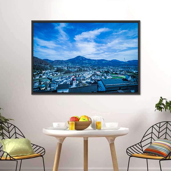 City Of Salzburg Canvas Wall Art-1 Piece-Floating Frame-24" x 16"-Tiaracle