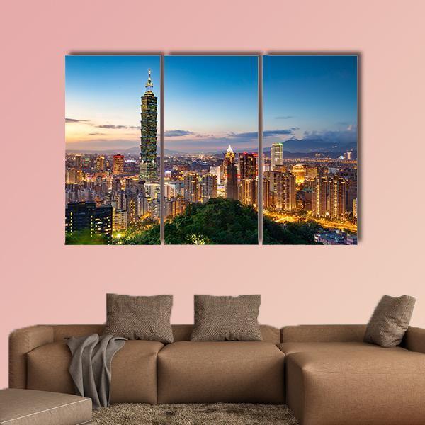 City Of Taipei Canvas Wall Art-3 Horizontal-Gallery Wrap-25" x 16"-Tiaracle