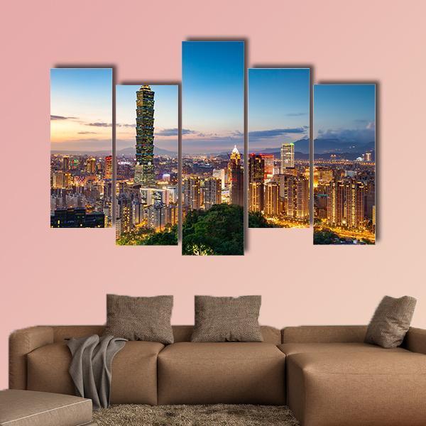 City Of Taipei Canvas Wall Art-5 Pop-Gallery Wrap-47" x 32"-Tiaracle