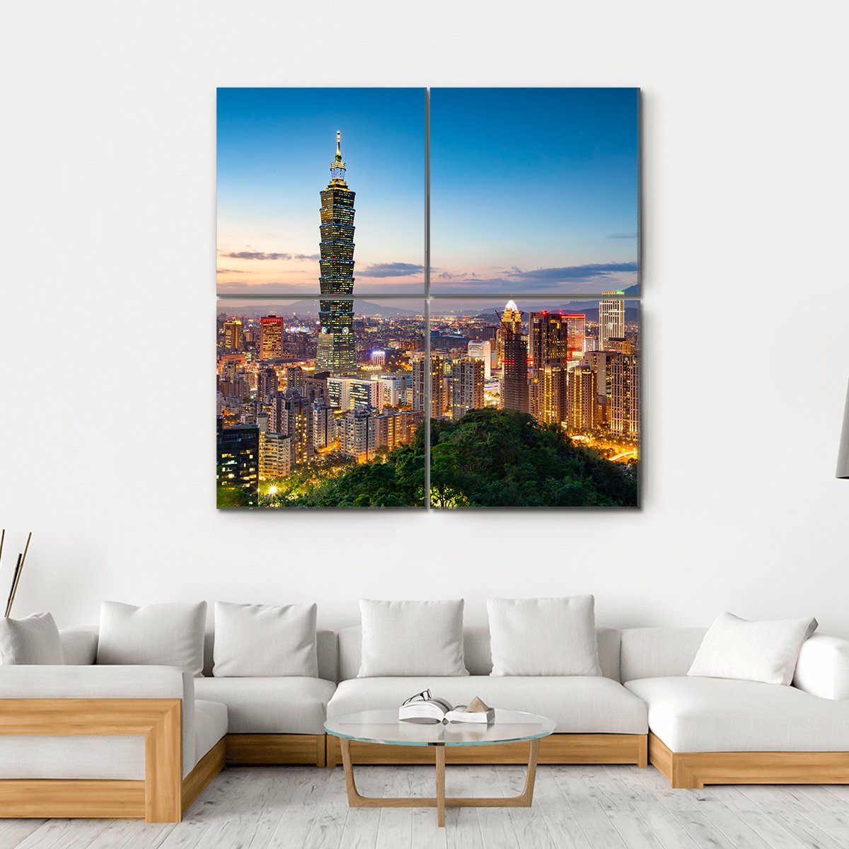 City Of Taipei Canvas Wall Art-4 Square-Gallery Wrap-17" x 17"-Tiaracle