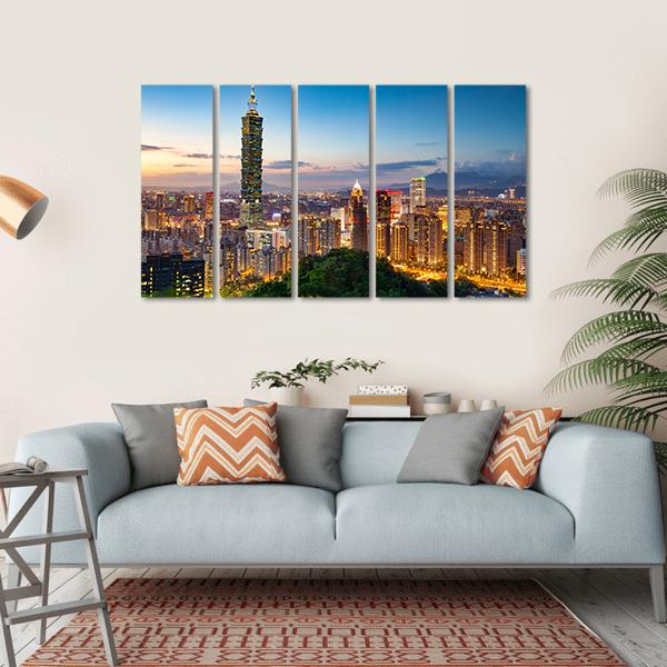 City Of Taipei Canvas Wall Art-5 Horizontal-Gallery Wrap-22" x 12"-Tiaracle