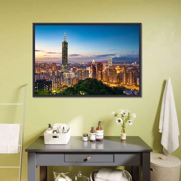 City Of Taipei Canvas Wall Art-5 Horizontal-Gallery Wrap-22" x 12"-Tiaracle